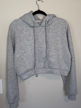 P. Cill Cropped Criss Cross Back Grey Hoodie